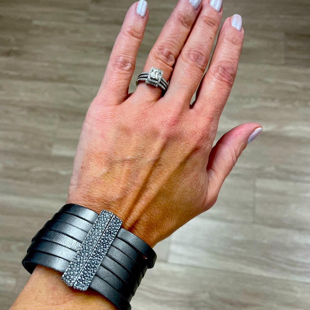 Leather charcoal bracelet.